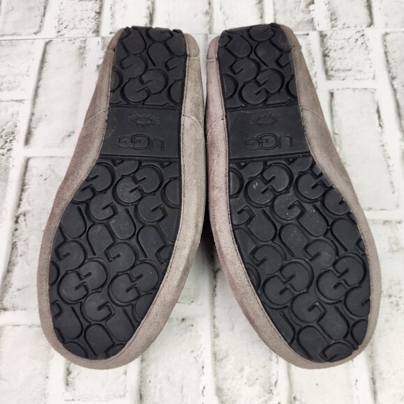 UGG Ascot Slippers Men's Size 10 Gray Suede Wool Lining Moc Toe Slip-On Shoes - Picture 8 of 10